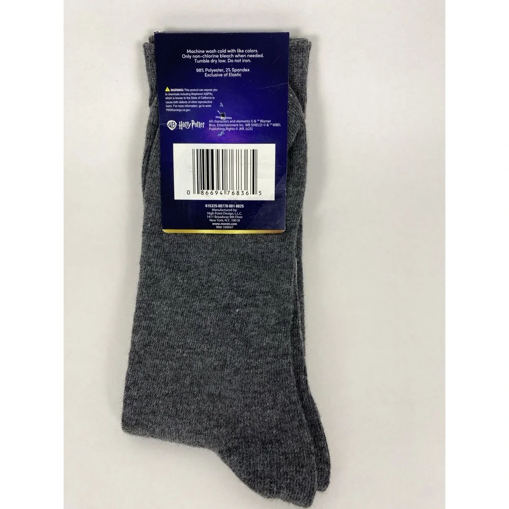 Harry Potter Adult Crew Socks Sz 6.5-12 Hogwarts Novelty Graphic Wizarding World